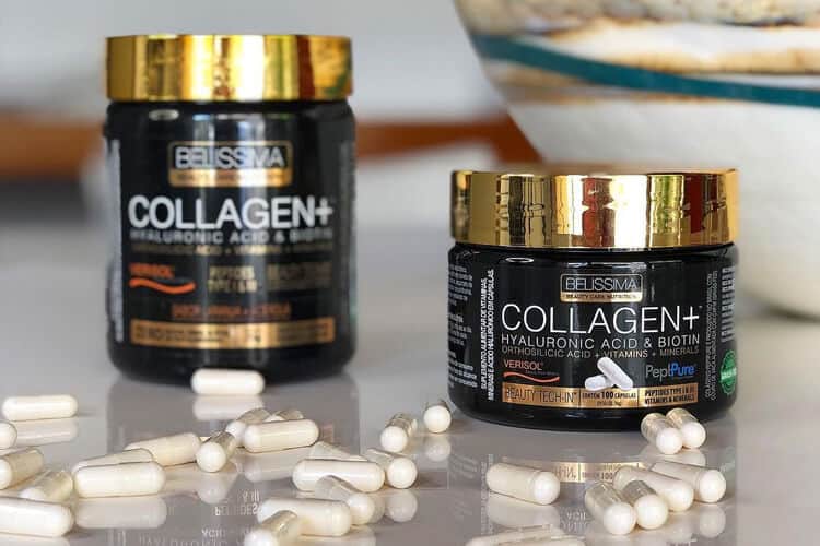 dois potes de collagen+ em cima da mesa para quem deseja evitar a perda de colageno